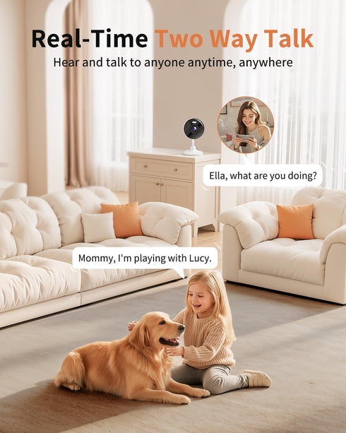 Techage 2K 5G 2.4G 2-Way 24/7 IP65, K07-2P Cameras for Home Security, & WiFi Security Camera Indoor Outdoor for Baby