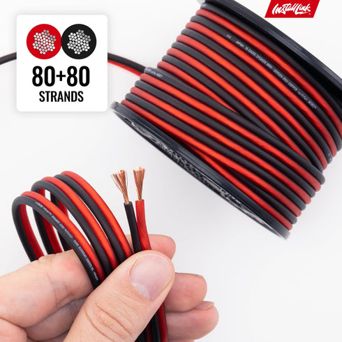 16 Gauge Pure Copper Speaker Wire (OFC) by Install Link, 30 Feet for Car or Home Theater