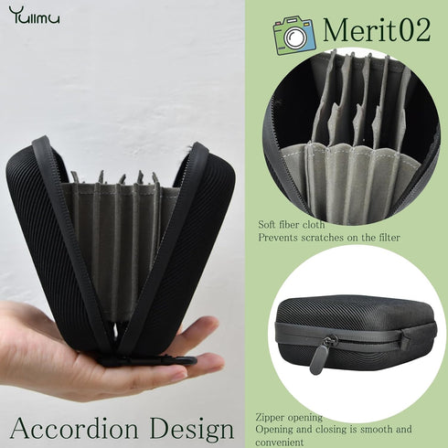 Hard Shell Camera Filter Case for 6 Circular Filters with Max Diameter of 95mm, Microfiber-Lined Pockets
