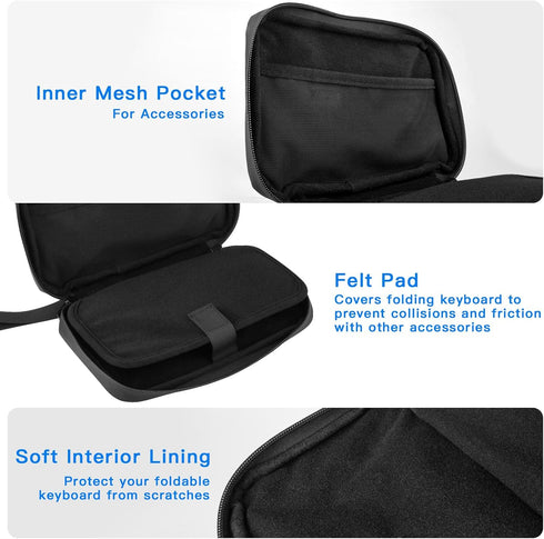 Travel Case for ProtoArc XK01 - Full-Size Foldable Bluetooth Keyboard Storage Bag with Mesh Pouch