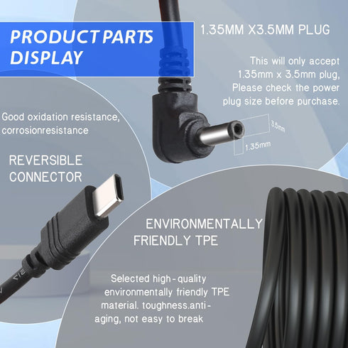 Charge Cable Power Adapter for Ring Stick Up Cam Battery 3rd Gen/2nd Gen, Weatherproof Power Cord, 13.2FT