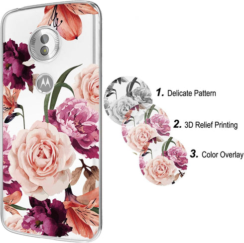 for Moto G7 Case - Slim Shockproof Clear Floral Pattern TPU Back Phone Cover for Motorola Moto G7 / G7 Plus