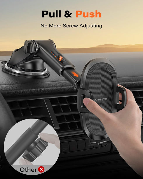 APPS2Car Suction Cup Phone Mount, Universal Phone Holder for Car Windshield/Dashboard, Compatible with All Cellphones