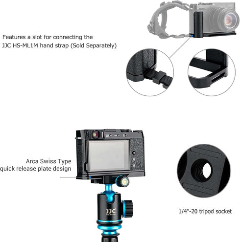 JJC MHG-XE4 Solid Metal Hand Grip, Secure Handle Bracket for Fuji Fujifilm X-E4 XE4 Camera with Anti-Slip Pads