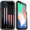 Compatible iPhone 12 Case with Screen Protector, Retro American Flag Design for Men Boys, 3-in-1 Heavy Duty Protection