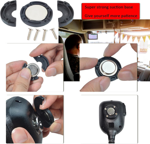 HYS 302-636LB1, HMN1090, PRO505XL Universal Magnetic Mic Holder Mount - Hands-Free Round Knob Speaker Microphone Hanger
