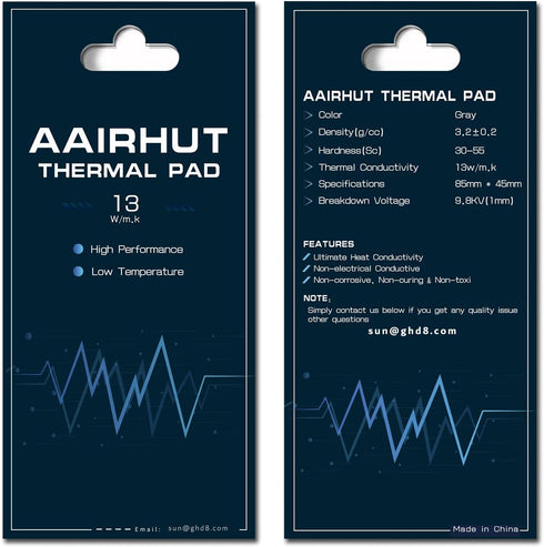 Thermal Pads 13W/mK, 85 x 45 x 1.5mm Silicone Cooling Heatsink Thermal Pad for PC Laptop/CPU/LED