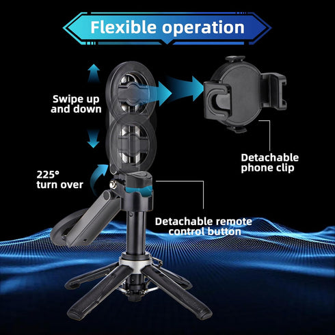 MQOUNY for Magsafe Tripod Stand for iPhone,Portable Pocket Size Selfie Stick with Rechargeable Remote and Metal