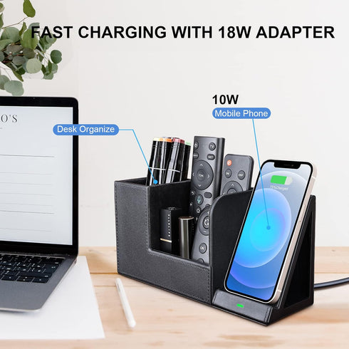 10W Fast Wireless Charger Desk Organizer, Charging Station for Samsung Galaxy S23/S22/S21/Note 20/Note 10/iPhone 14/14