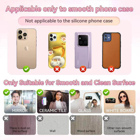 ALiHAN 2 Pack Silicone Suction Phone Case Mount, Double Sided, Non Slip Suction Cup Phone Mount, Silicon Sticky Phone