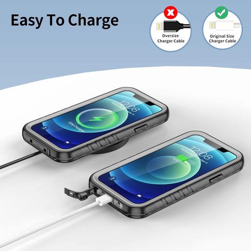 SPORTLINK Compatible with iPhone 12 Pro Waterproof Case, Full Body Shockproof Dustproof Phone Screen Protector, Rugged