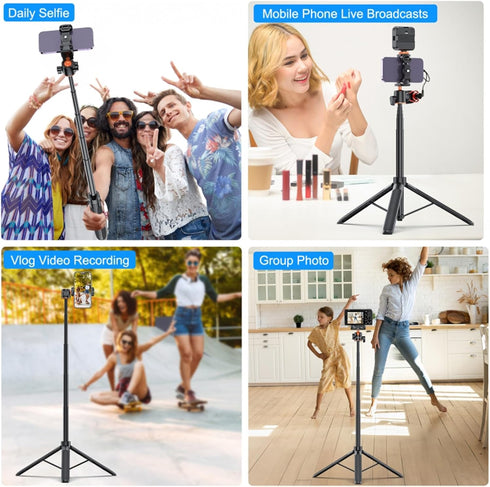 YicDofu 54"/1.4m 360 Phone Selfie Stick Tripod, Ball Head Adjustable Portable Stand with Phone Clip Lightweight