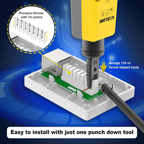 VCELINK Cat6 RJ45 Surface Mount Box | 1-Port, Compatible with UTP Cat6/Cat5e/Cat5, 5-Pack, White