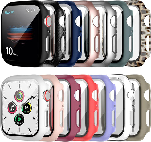 14 Pack Apple Watch Case with Tempered Glass Screen Protector for Apple Watch SE 40mm Series 6/5/4, HD Ultra-Thin