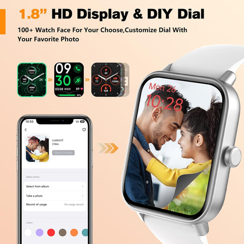 Fitpolo Smart Watch for Men Women, 1.8” Touchscreen, Bluetooth Call, Alexa Built-in, IP68 Waterproof Fitness Tracker
