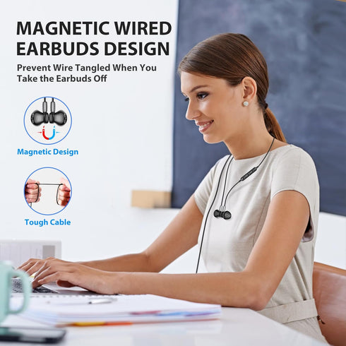 Wired Earbuds for iPhone 15 Pro Max Plus iPad, USB C Headphones Noise Isolating with Mic, Stereo Magnetic Android