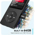 AGPTEK A02 MP3 5.3, 1.8 inch 128GB(Black, 64GB) Player with Bluetooth Screen Portable Music Player with Speaker, FM