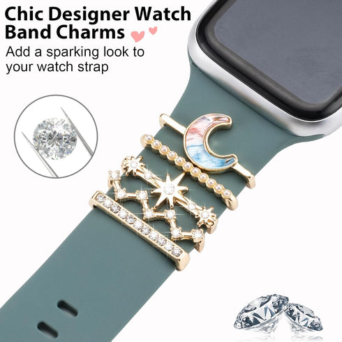 Watch Band Charms - Upgrade Your Watch Strap with Stylish Decorative Rings Loops Compatible with Apple Watch Bands 45mm