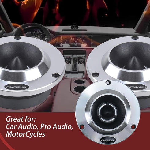 4'' 300watts 4 Ohm Ferrite Tweeters for Car Audio, Pair of Titanium Film Aluminium Panel Bullet Speakers