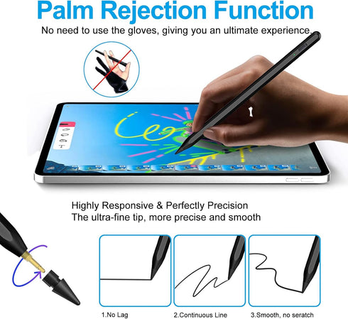 Stylus Pen for iPad 2018-2024, Apple Pencil with Palm Rejection for iPad 10th/9th/8th/7th/6th Gen, iPad Pro 11/12.9",