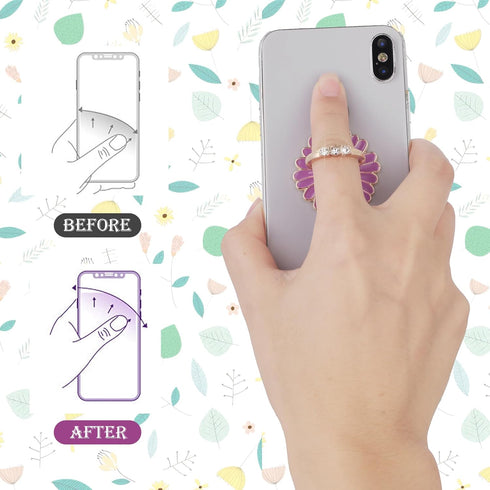 Cell Phone Ring Stand, 4PCS Cute Daisy Cell Phone Ring Holders, 180°/360° Rotation Metal Finger Ring Stand for Most