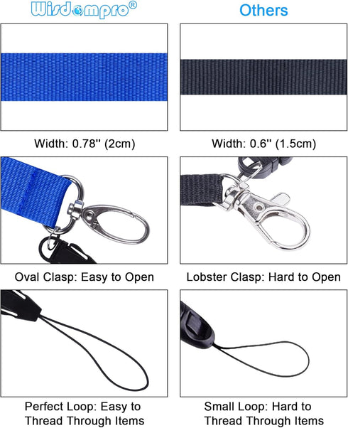 Wisdompro Office Lanyard, 5pcs 23 inch Polyester Neck Strap with Oval Clasp for Phones, Camera, USB, Key - Blue