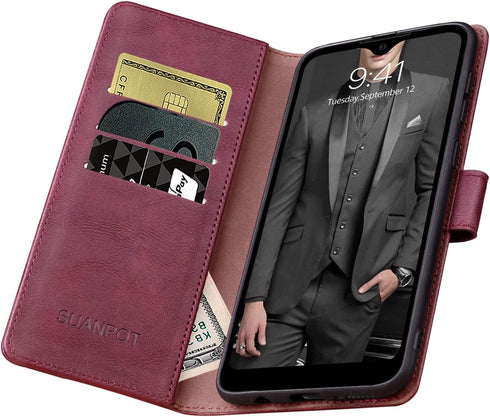SUANPOT Samsung Galaxy A32 5G RFID Blocking Leather Wallet Case, Shockproof Cover for Women Men
