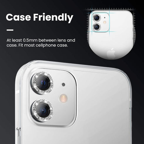 Tensea 9H Tempered Glass Camera Lens Protector for iPhone 12 & 12 mini (2020) - Diamond, 5.4" & 6.1" Compatible.