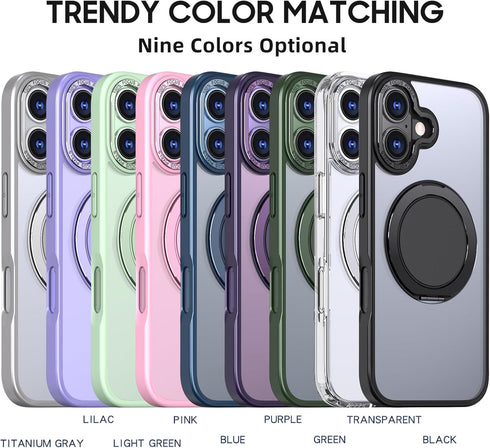 HCXLYP 17 360 2 17 for iPhone Case with Magnetic Stand, Compatible with MagSafe, with Tempered Glass Film
