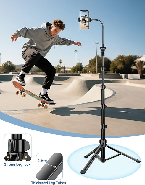 Victiv 85" 14 13 12 Phone Tripod Stand, Tall Cellphone Tripod for iPhone with Gooseneck Remote, Flexible Portable Phone
