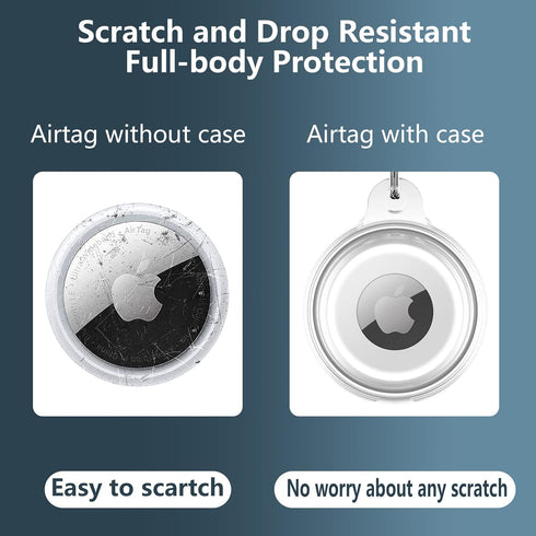 2 Pack IPX8 Waterproof AirTag Keychain Holder Case, Lightweight Anti-Scratch Soft Full-Body Shockproof Holder for