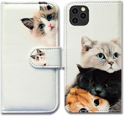 Case for iPhone 12 Pro Max, Cute Brown Cat Leather Flip Phone Case Wallet Cover with Card Slot Holder