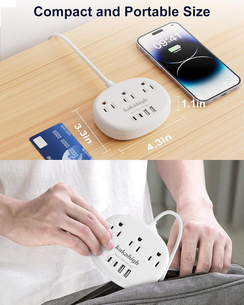 India to US Plug Adapter, 3 American Outlets & 4 USB Ports (2 USB-C), 24W Type D Travel Adapter for USA to India