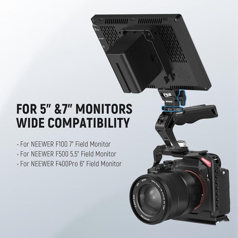 NEEWER Camera Monitor Mount with Cold Shoe, 1/4" Screw for 5" & 7" Field Monitor - Compatible with Atomos Ninja V, 360°