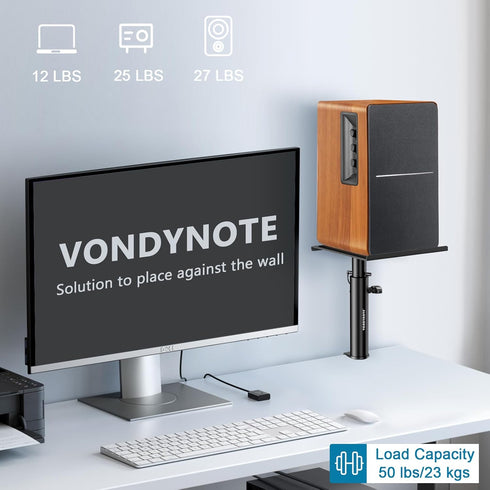 Set of 2 Studio Monitor Stands - Desktop Clamp Speaker Stands Against The Wall