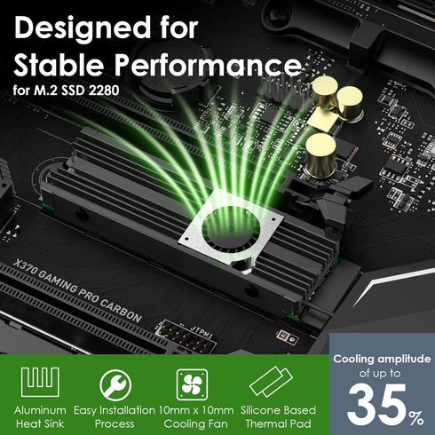 WAVLINK 880F Heatsink with SATA 15Pin Interface, M.2 Heatsink for 2280 NVMe PCIe/SATA SSD, Performance Cooler
