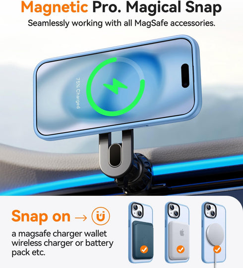 CANSHN iPhone 15 Case - Slim Sky Blue Magnetic Cover, MagSafe Compatible, MIL-Grade Drop Tested, Anti-Scratch,