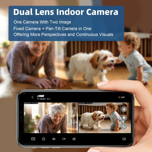 Indoor Baby-Pet-Camera with Two-Way Video & Audio, 1.5" Display PTZ Camera with Mobile App, 2.4G WiFi for Home