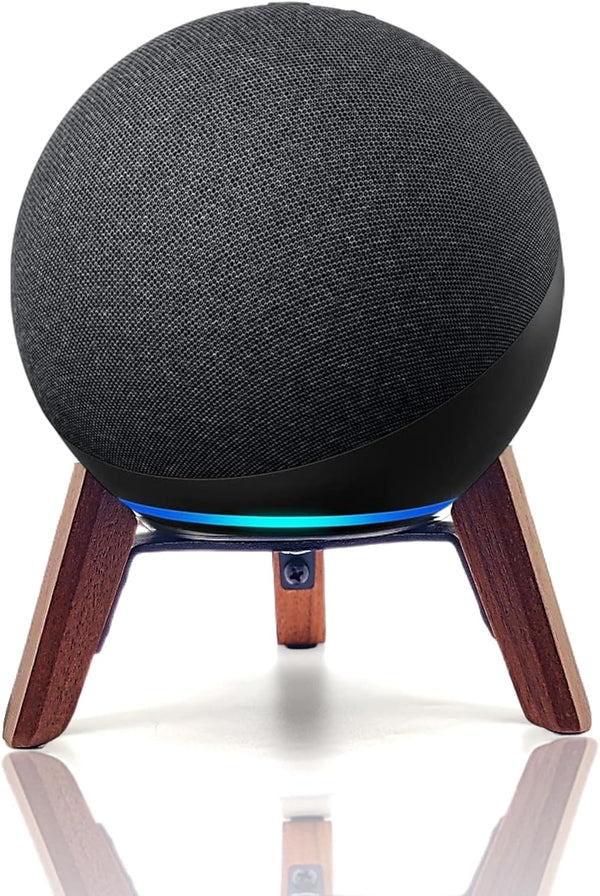 Real Wood Stand for Echo (4th Gen) Speaker, Tripod Holder Accessories for Alexa Speaker - Walnut