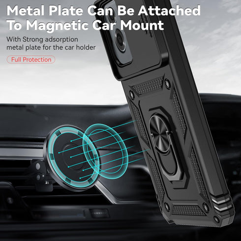 for Motorola Moto G Stylus 5G 2024 Case with Slide Camera Cover, HD Screen Protector, Magnetic Ring Holder