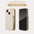 ZVE Wallet Case for iPhone 13 - Credit Card Holder, Zipper RFID Blocking Leather Case with Wrist Strap - Beige