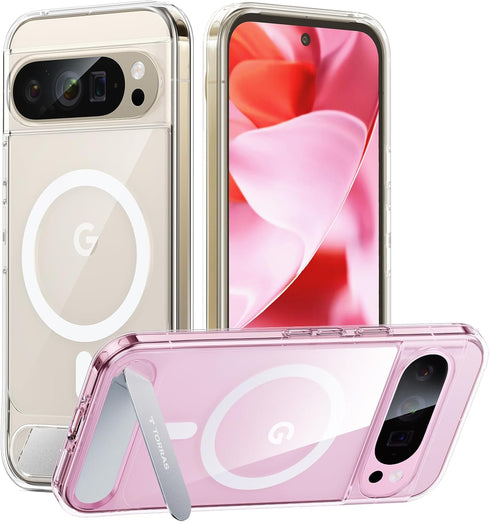 TORRAS Magnetic & Stand for Google Pixel 9 Pro XL Case Clear, Fit for MagSafe, 12FT Mil-Grade Drop Protection, Slim Fit