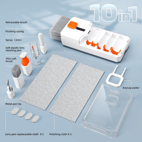 Keyboard Cleaning Kit, 10-in-1 Computer Screen Cleaning Brush Tool for iPad iPhone Pro, Earbuds, Camera Monitor