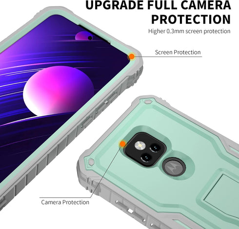 DUOPAL Military Grade Protection Case for Motorola Moto G Play 2021, Shockproof with Tempered Glass Protector,