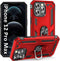 ADDIT Heavy Duty Phone Case for iPhone 12 Pro Max, with Kickstand Ring, Shockproof, Anti-Fingerprint, Red
