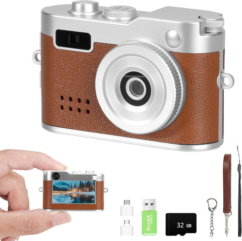 Mhaohuofu Mini Keychain Camera, FHD 1080p Mini Digital Camera with 32GB SD Card,