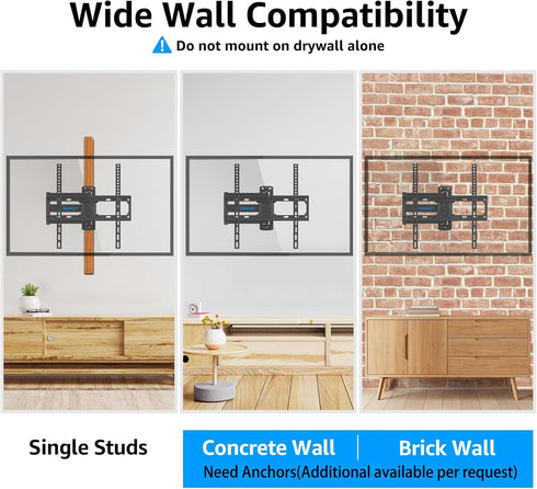 MOUNTUP TV Wall Mount, Single Stud Swivel Tilt Full Motion for Most 26-55 Inch Flat Screen/Curved TVs, Universal