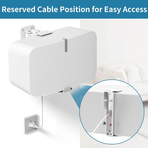 Heavy Duty Speaker Wall Mount for Sonos 5 & Play 5, Tilt & Swivel Adjustable Mount, White