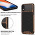 TENDLIN Compatible iPhone XR Case, Wood Grain with Carbon Fiber Texture Design, Black Leather Hybrid Slim Case