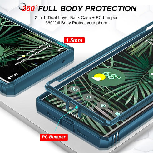 LeYi 6 6 360 for Pixel Pro Case, Google Pixel Pro with Slide Camera Cover, Full Body Military-Grade Phone Case